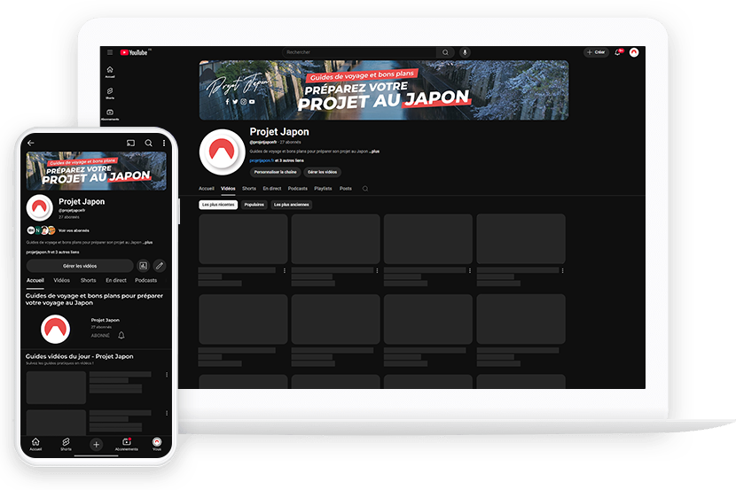 Présentation de la bannière YouTube, sur desktop et mobile