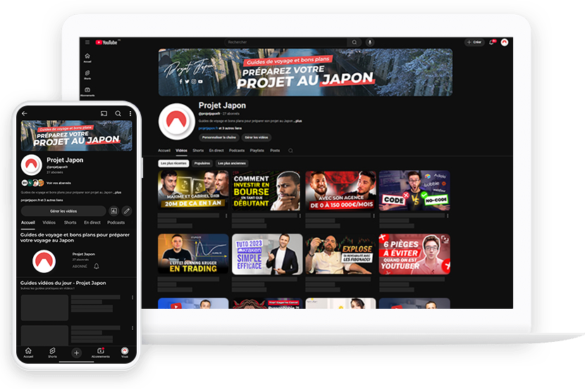 Présentation de la miniature Youtube, sur desktop et mobile
